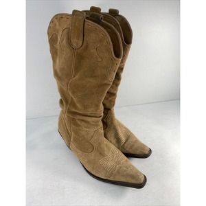 Cathy Jean Wheat Snip Toe Suede Leather Western Cowgirl Boots Womens 10
